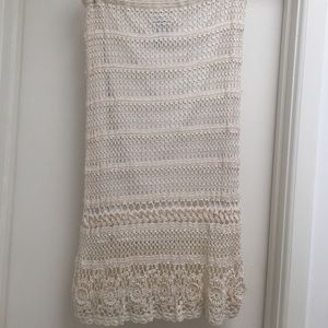 Crochet cream work skirt